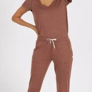 Vuori Brown Short Sleeve Jumpsuit